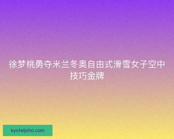 徐梦桃勇夺米兰冬奥自由式滑雪女子空中技巧金牌